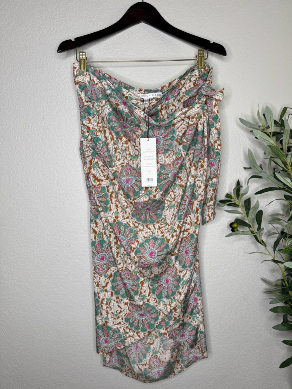 Veronica Beard Allaire Skirt Silk Wrap Midi Size 14 Paisley Floral Resort Boho